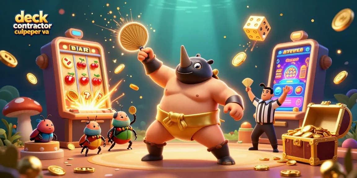 Engaging 3D scene featuring deck contractor culpeper va theme with animated casino elements and characters.