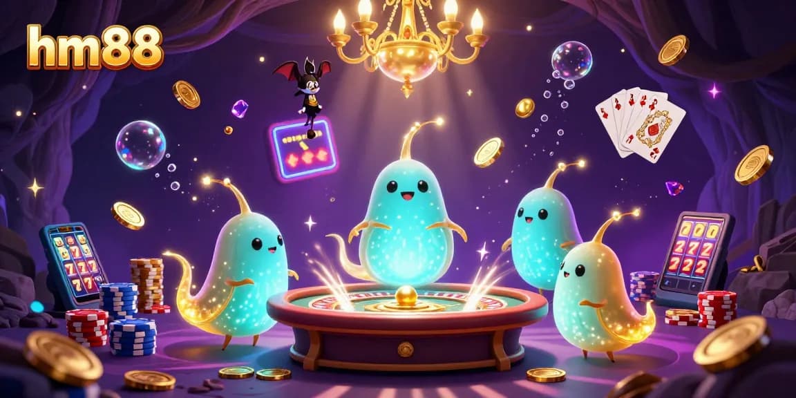 Experience the excitement of hm88 as glowworms light a vibrant casino scene alive with action.