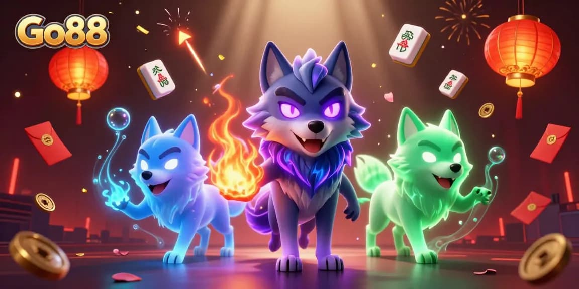 Engage in thrilling gameplay at Go88, featuring dynamic 3D casino characters and vibrant gambling elements.