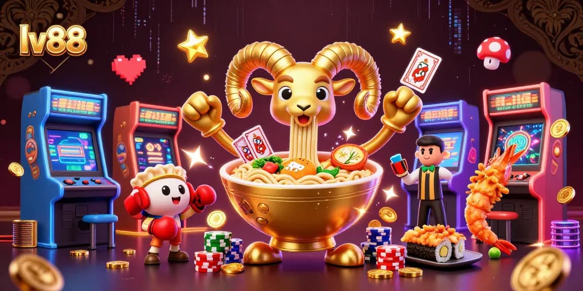 Engage in thrilling gaming at lv88 with a vibrant 3D casino scene featuring unique characters.