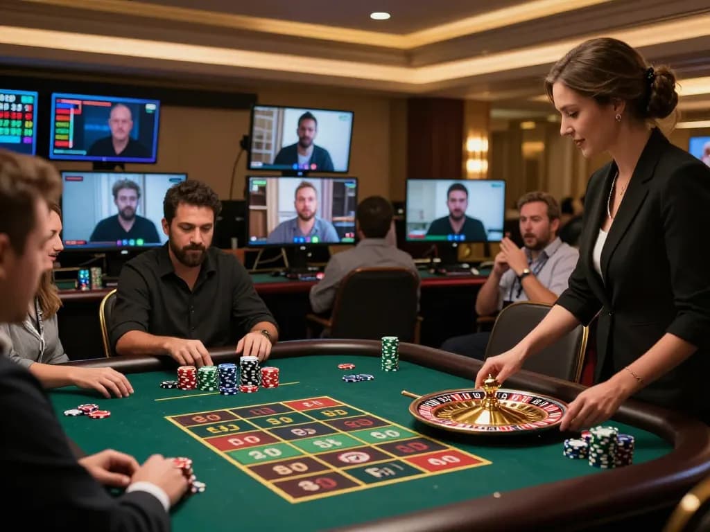 Players engaging with live dealer games at F8bet online casino, showcasing excitement and strategy in a virtual environment.