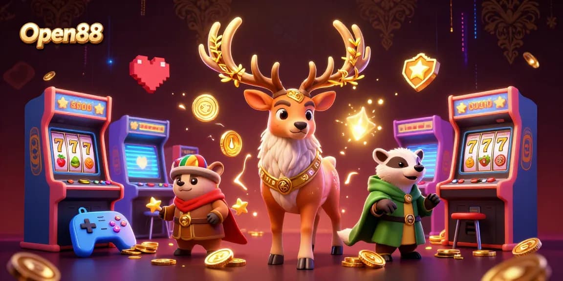 Engage with Open88 in an immersive 3D casino adventure featuring vibrant gaming elements