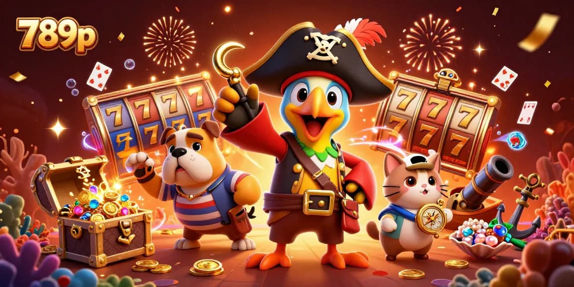 Spin into excitement with 789p’s vibrant 3D casino adventure, featuring treasure chests and slot reels.