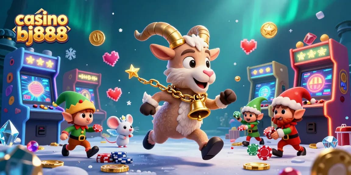 Experience the excitement of casino bj888 with unique games and festive characters in a vibrant scene.
