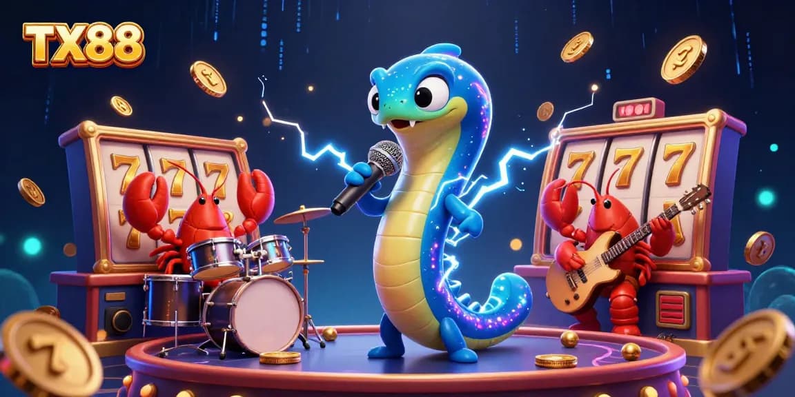 Experience thrilling casino adventures with TX88's electric eel DJ and a lively underwater performance.