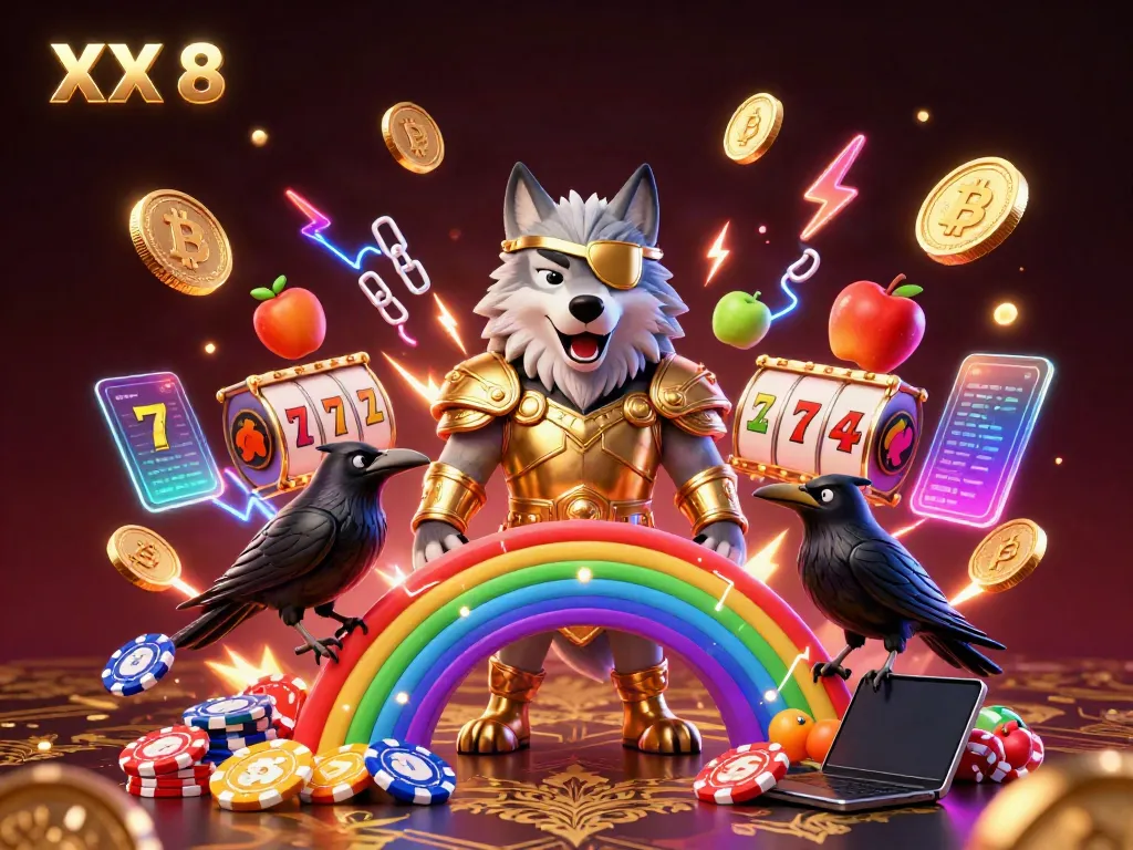 Engage in the thrilling world of XX 8 with vibrant casino symbols and electrifying characters.