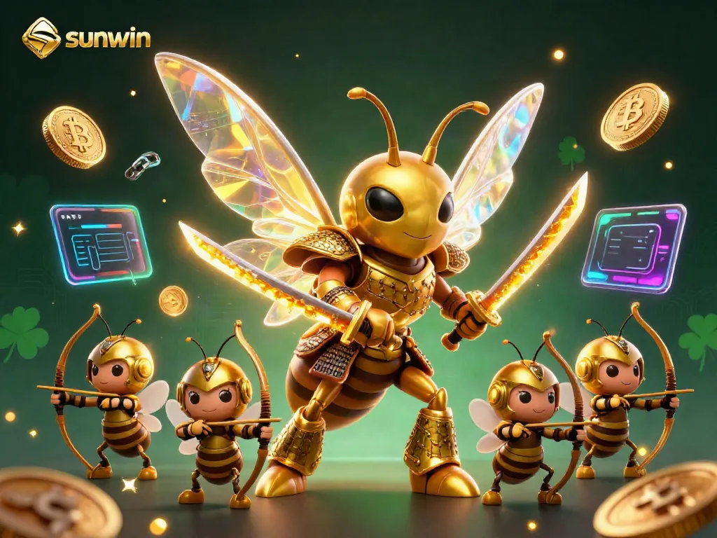 Experience thrilling gameplay at sunwin with a vibrant 3D casino scene filled with characters and crypto elements.