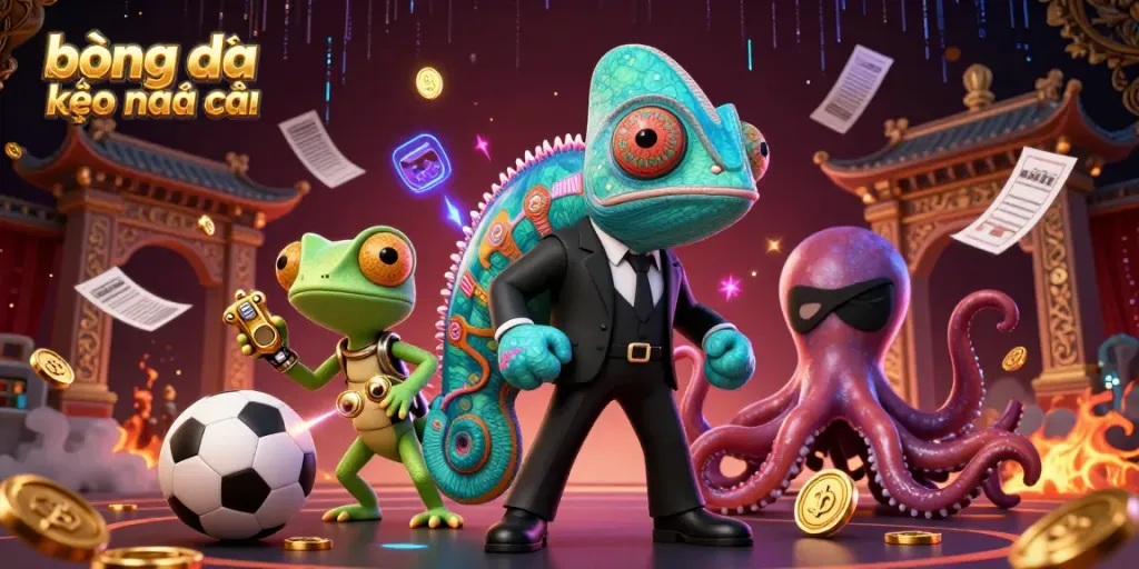 Engage in the thrilling world of bóng đá kèo nhà cái with colorful characters and dynamic sports elements.