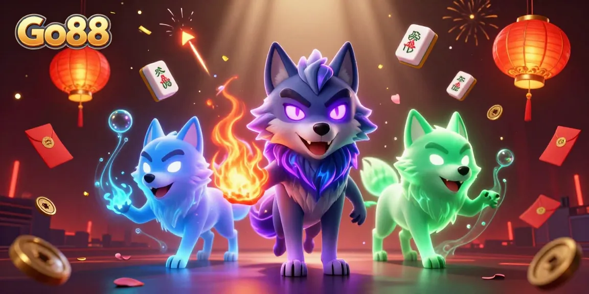 Engage in thrilling gameplay at Go88, featuring dynamic 3D casino characters and vibrant gambling elements.
