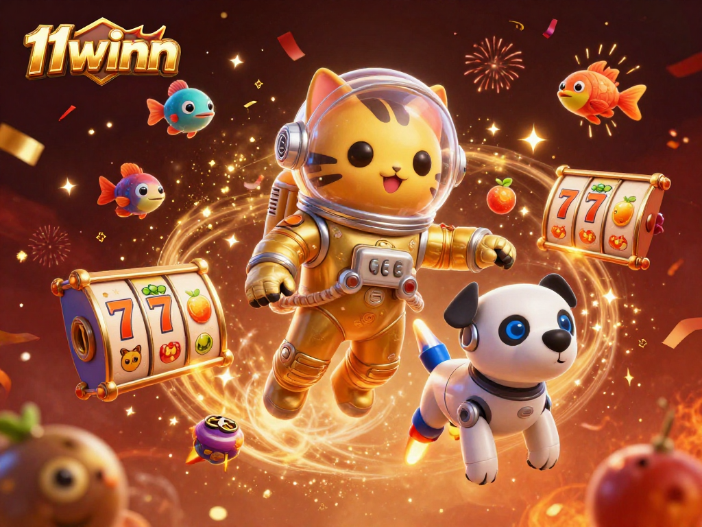 Experience thrilling jackpots with 11winn in this vibrant 3D casino adventure illustration.