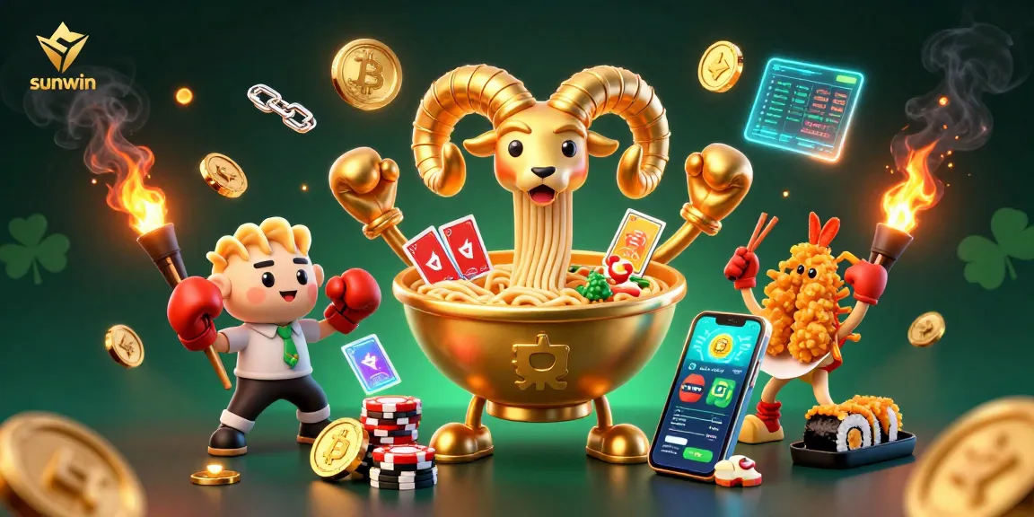 Experience the excitement of sunwin with a vibrant 3D casino illustration showcasing myriad gaming elements.