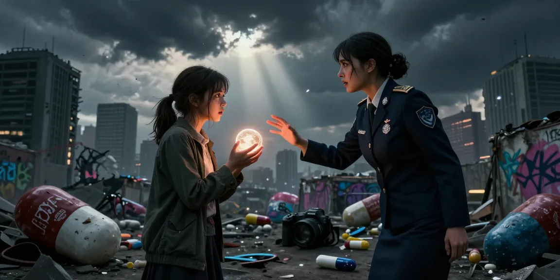 Youths in a dystopian setting face mother daughter conflict over suppressed emotions, revealing secrets and rebellion.
