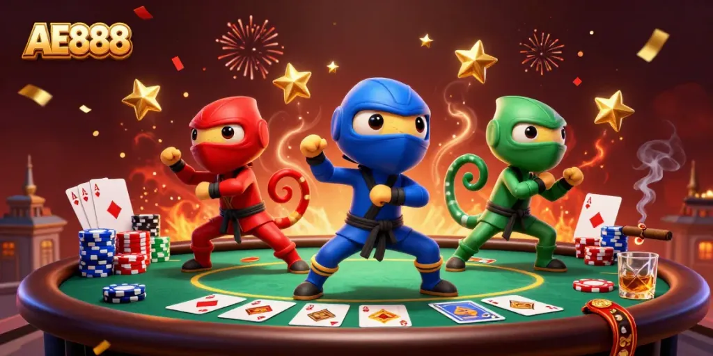 Experience thrilling moments at AE888 with ninja chameleons and a vibrant poker scene.