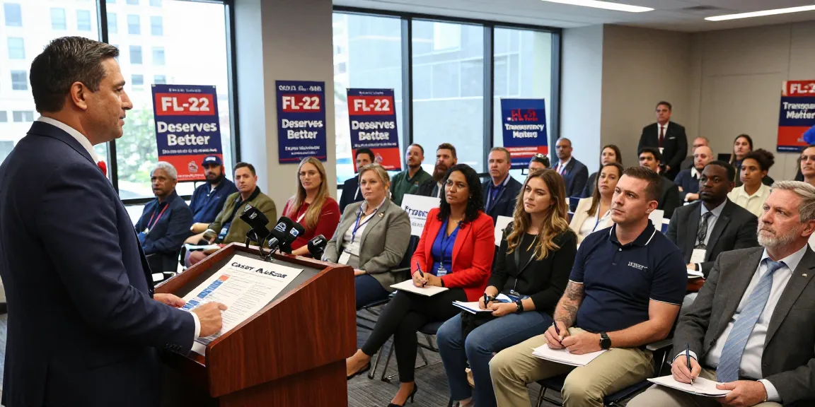Casey Askar addressing controversies in a press conference for FL-22 election.