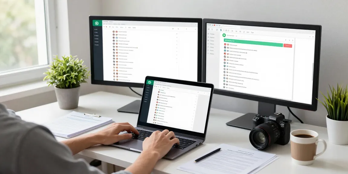 Engaging with WhatsApp電腦版 in a professional home office setup.