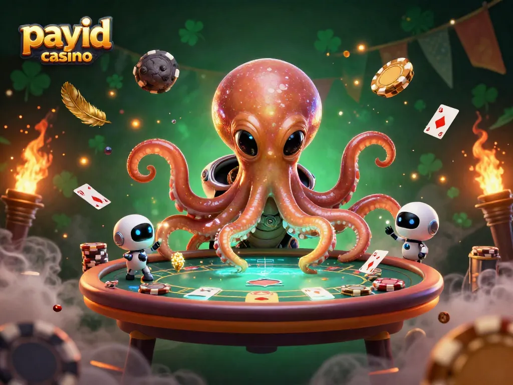 Experience the thrill of payid casino gaming with an alien octopus dealer and holographic poker elements.