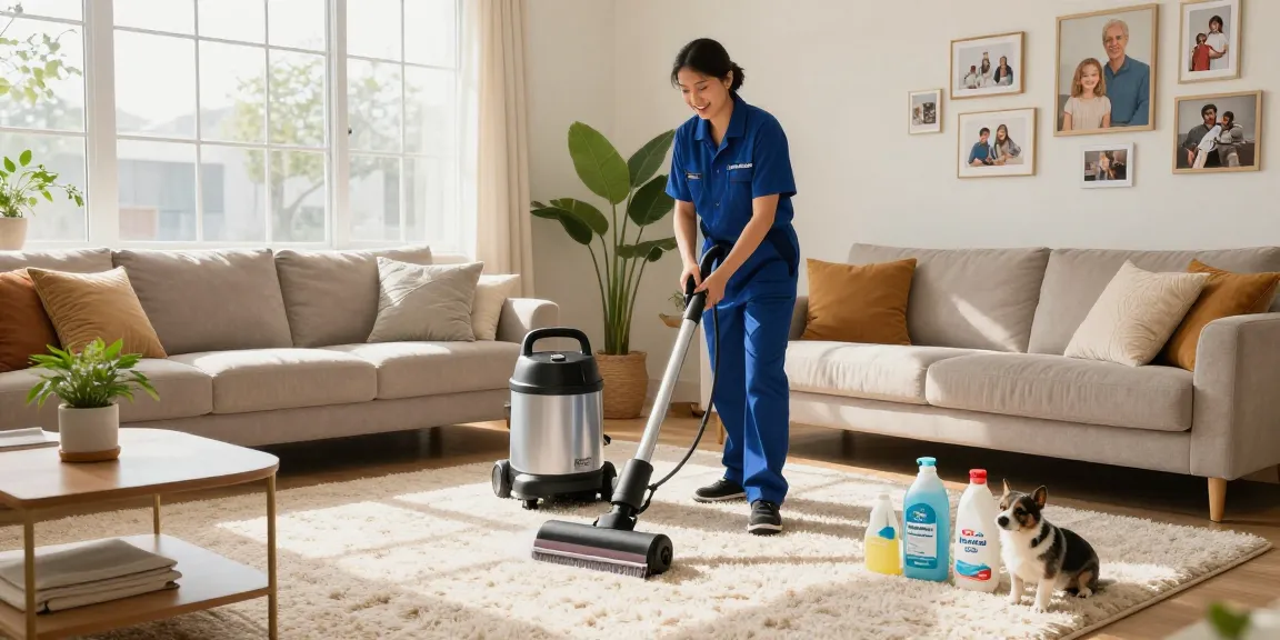 Professional carpet cleaning buffalo NY in a bright living room with eco-friendly products.