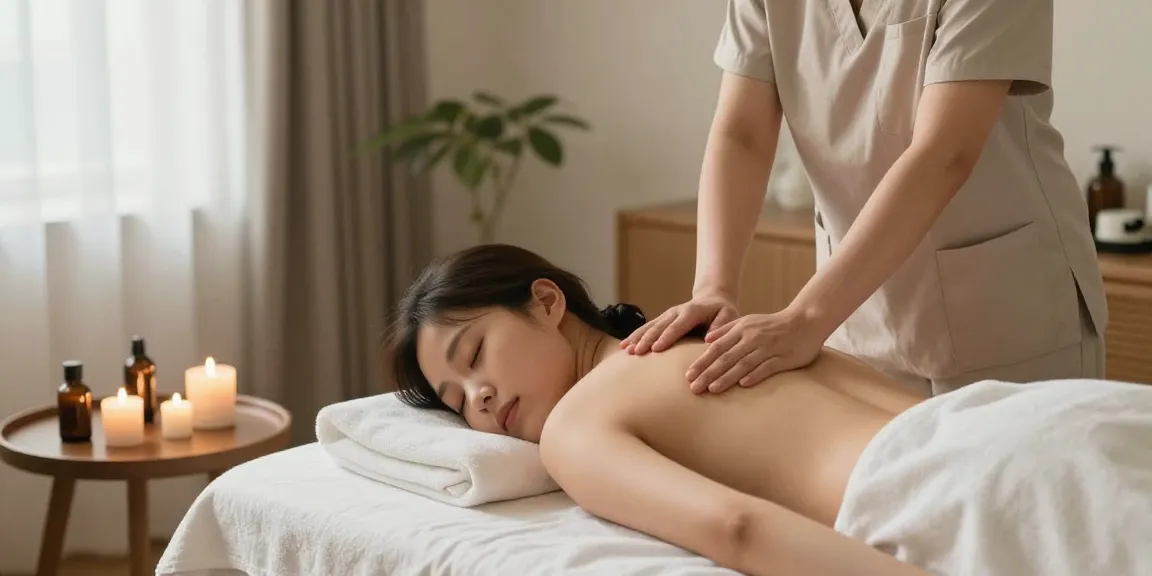 Relaxing massage session showcasing professional 구리출장안마 services in a serene home setting.