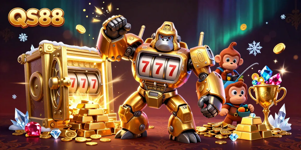 Experience thrilling action at QS88 with a golden gorilla mech and dazzling jackpots.