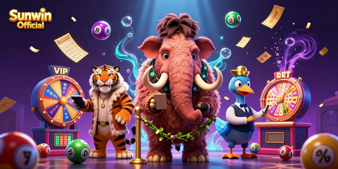 Experience gaming excitement with Sunwin Official in this vibrant 3D casino scene.