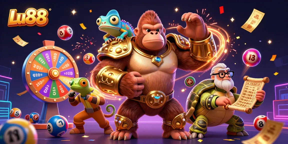 Join the excitement at Lu88 with a vibrant 3D illustration showcasing thrilling lottery games and big wins.