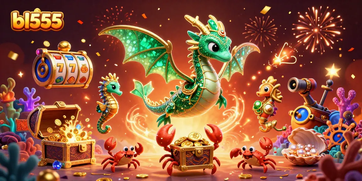 Experience the excitement of winning with bl555 featuring a sea dragon and treasure in a vibrant casino scene.