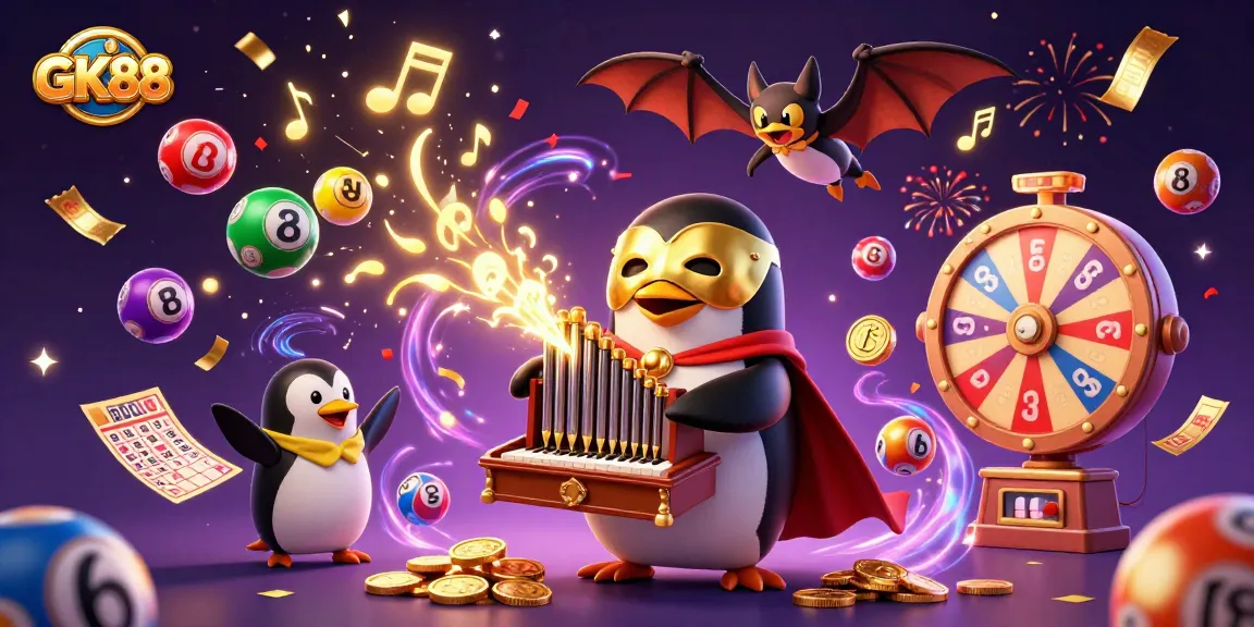 Experience the thrill of GK88 as the phantom opera penguin plays rich melodies, showering golden coins and lottery balls.