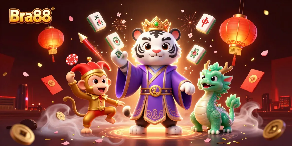 Engage with Bra88's winning atmosphere in this immersive 3D casino scene featuring lively characters.