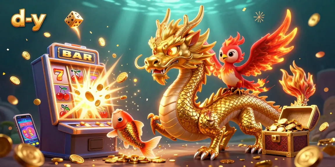 Engage with thrilling games at d-y, featuring a golden dragon and exciting slot machines.